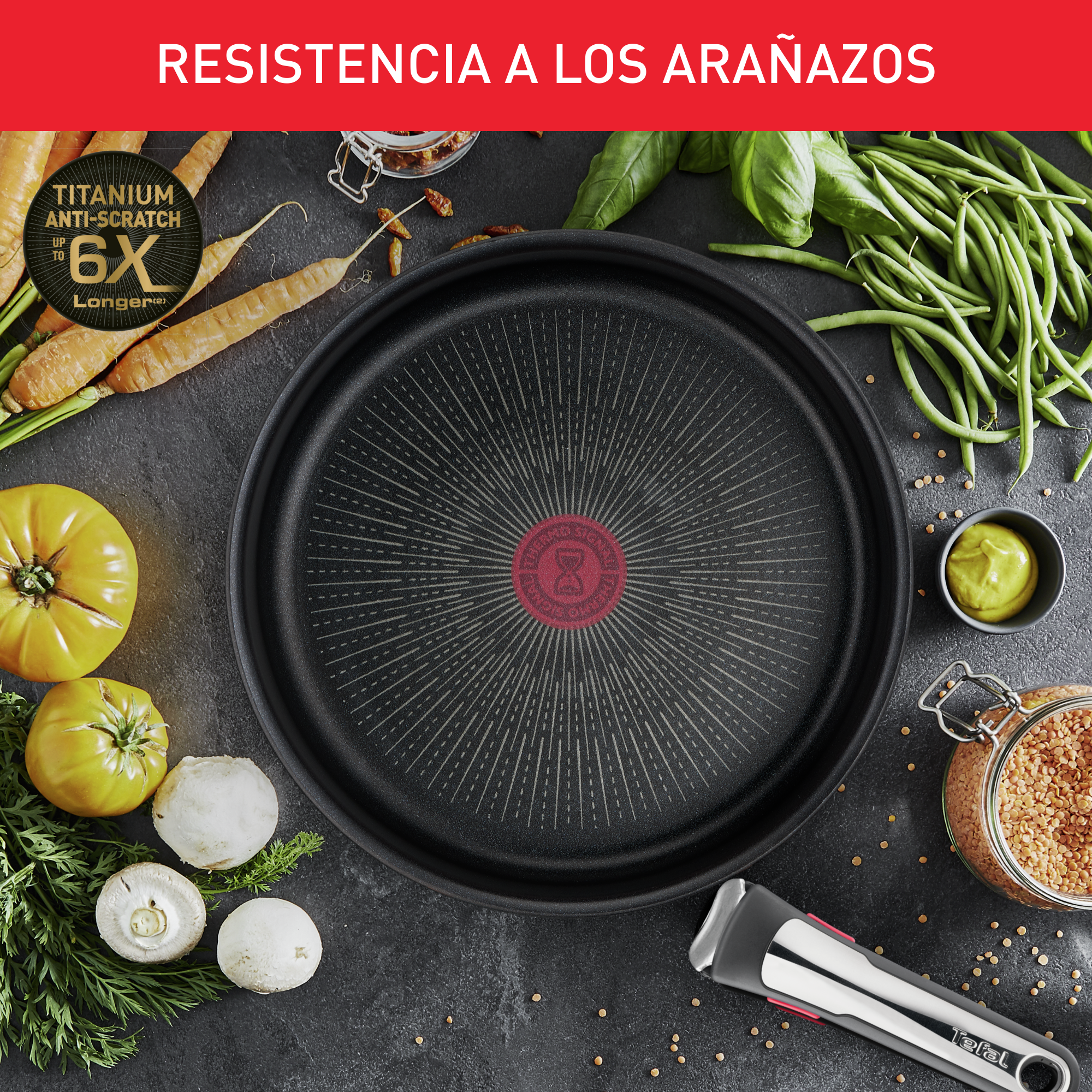 Ingenio Preference On, Set de 15 piezas + 2 Mangos extraíbles, Acero inoxidable 18/10, Revestimiento antiadherente, Inducción