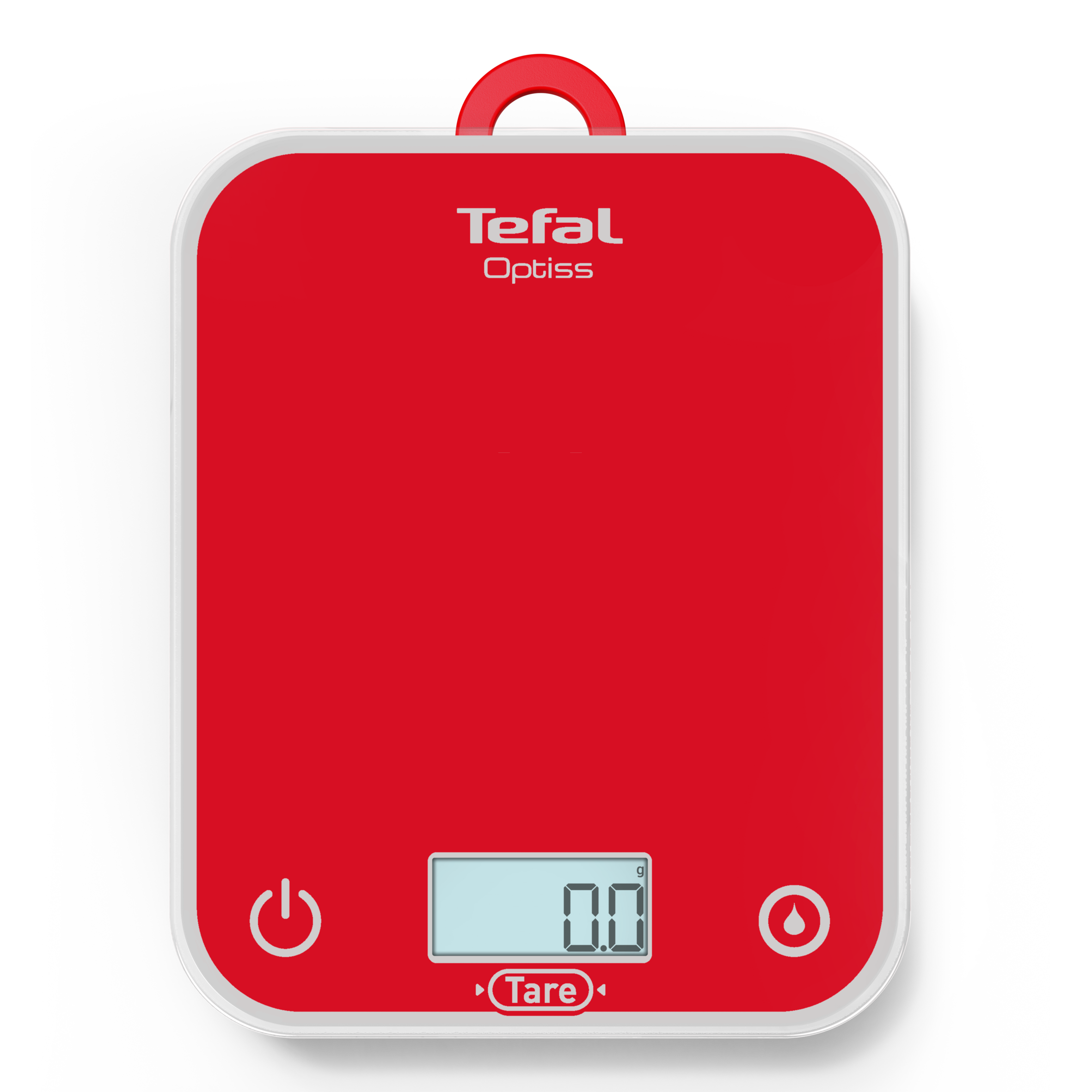 Optiss, Báscula Electrónica de Cocina, Pantalla Retroiluminada de Fácil Lectura, Antirrayaduras, 5 kg de Capacidad, Pilas Incluidas, Rojo