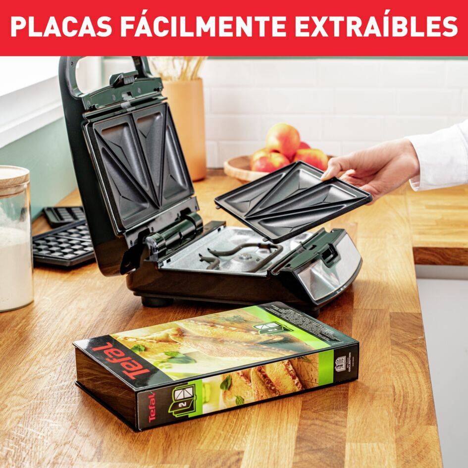 Snack Collection, Sandwichera y gofrera, 2 placas antiadherentes, Inox