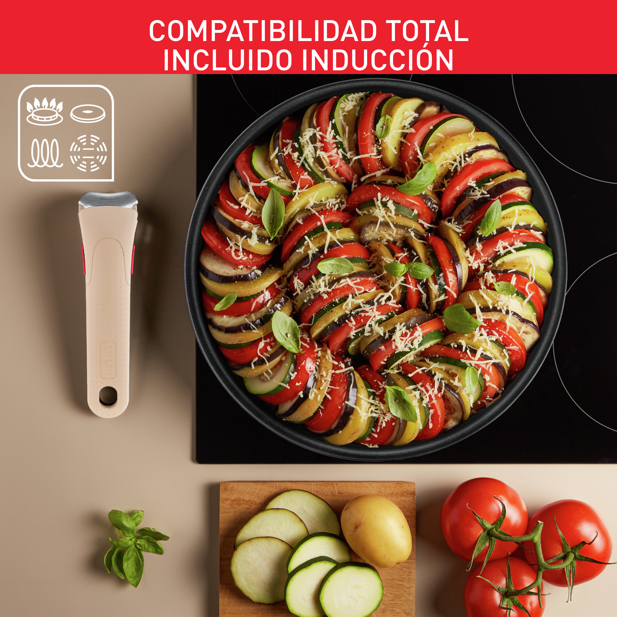 Ingenio Eco Respect, Set 20 piezas, Reciclado, Antiadherente, Apilable, Cobre