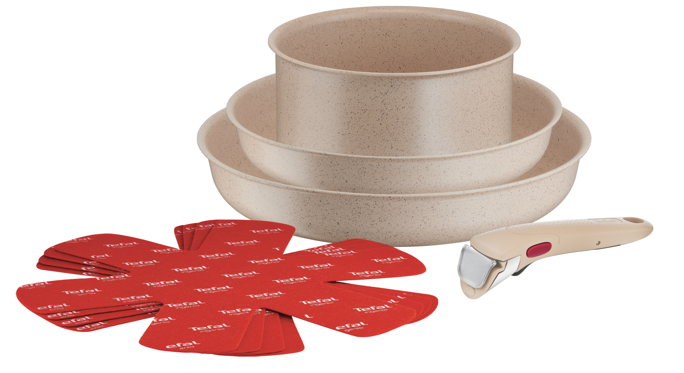 Ingenio Delight On, Set de cocina de 8 piezas, Mango extraíble, Apilable, Revestimiento antiadherente, Inducción