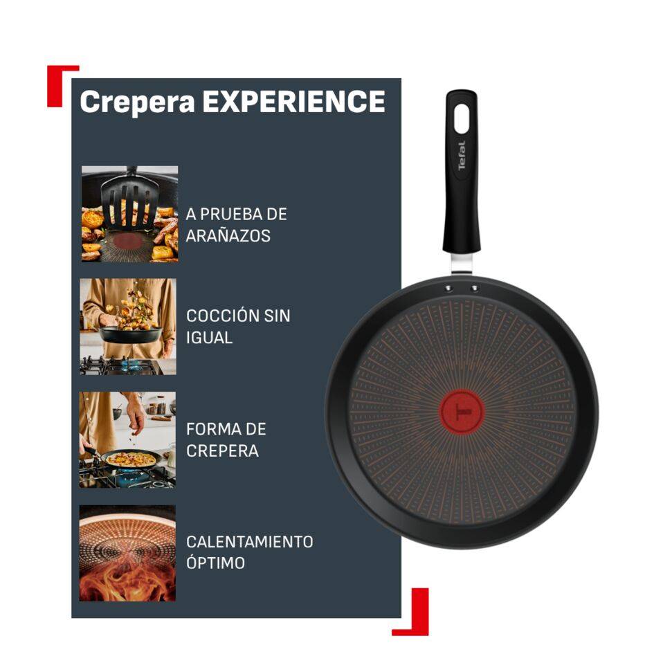 Experience crepera de 25 cm, Revestimiento antiadherente FusionCore, Compatible con inducción