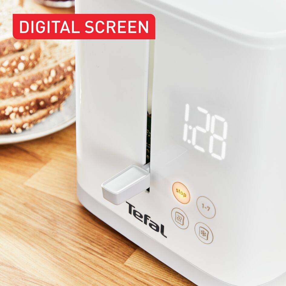 Sense, Tostadora de 2 ranuras, Pantalla digital, 7 niveles de tostado, 4 funciones dedicadas, Diseño minimalista, Blanco