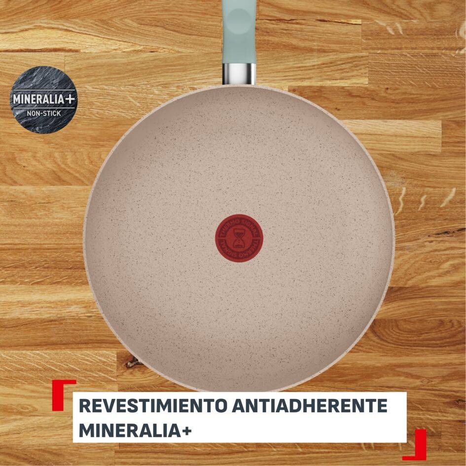 Harmony, Set 3 sartenes 20/24/28 cm,  Revestimiento antiadherente Mineralia+, Aluminio de aluminio 100% reciclado, Thermo-Signal, Eucalipto