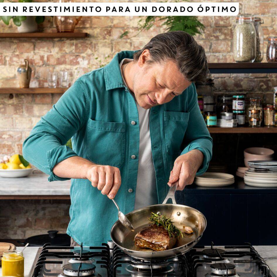Jamie Oliver by Tefal Cook Smart, Sartén de 28 cm, Acero inoxidable sin antiadherente, Inducción