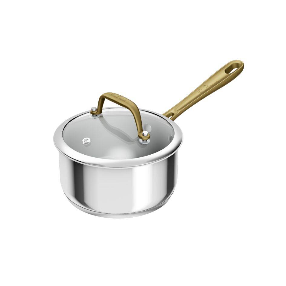 Tefal & Bocuse&nbsp;Cazo de 16 cm, Induction, Sin revestimiento, Acero, Mango fijo dorado