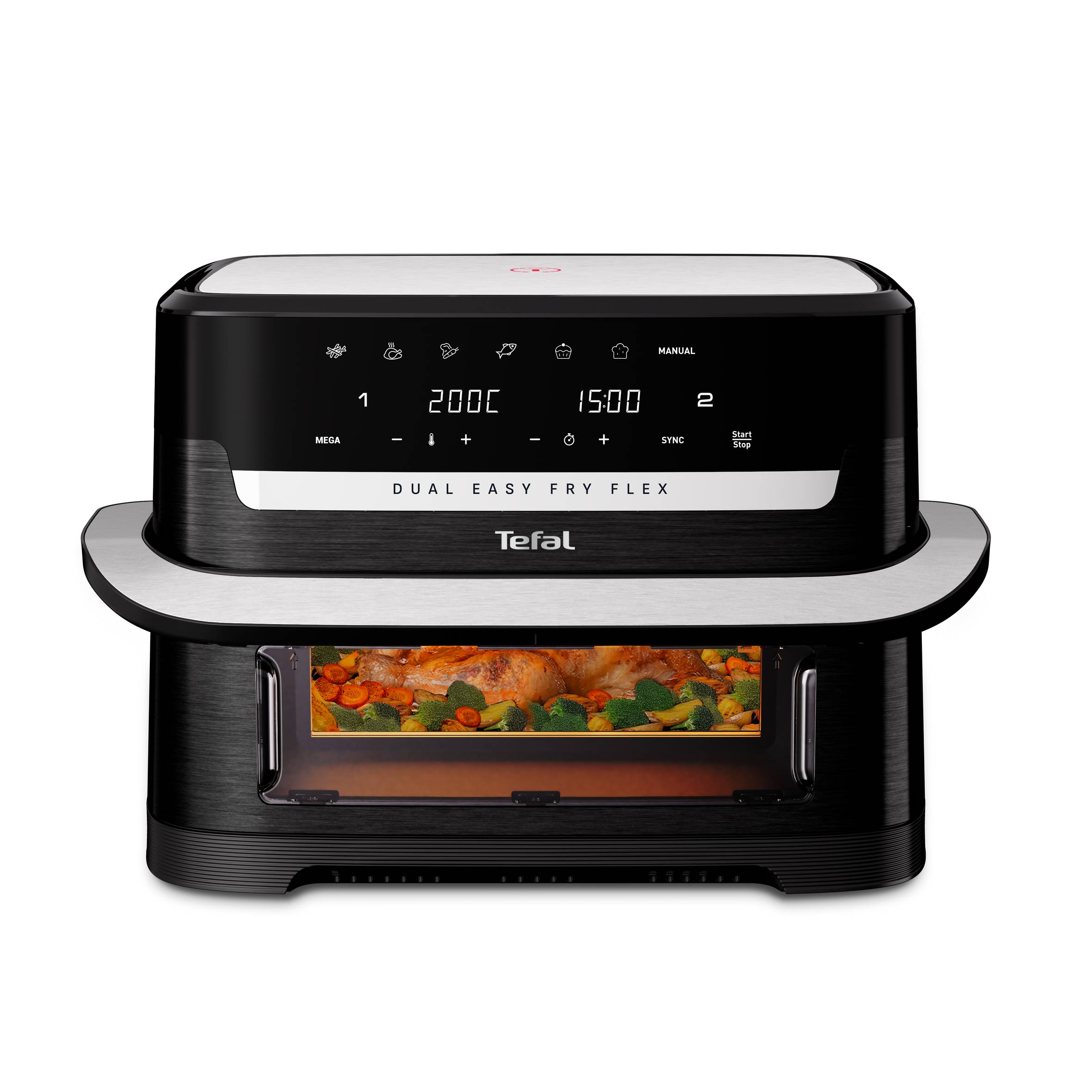 Dual Easy Fry Flex, Freidora Aire con Separador FlexCook, 9 L, 7 programas, Hasta 8 personas, Negro