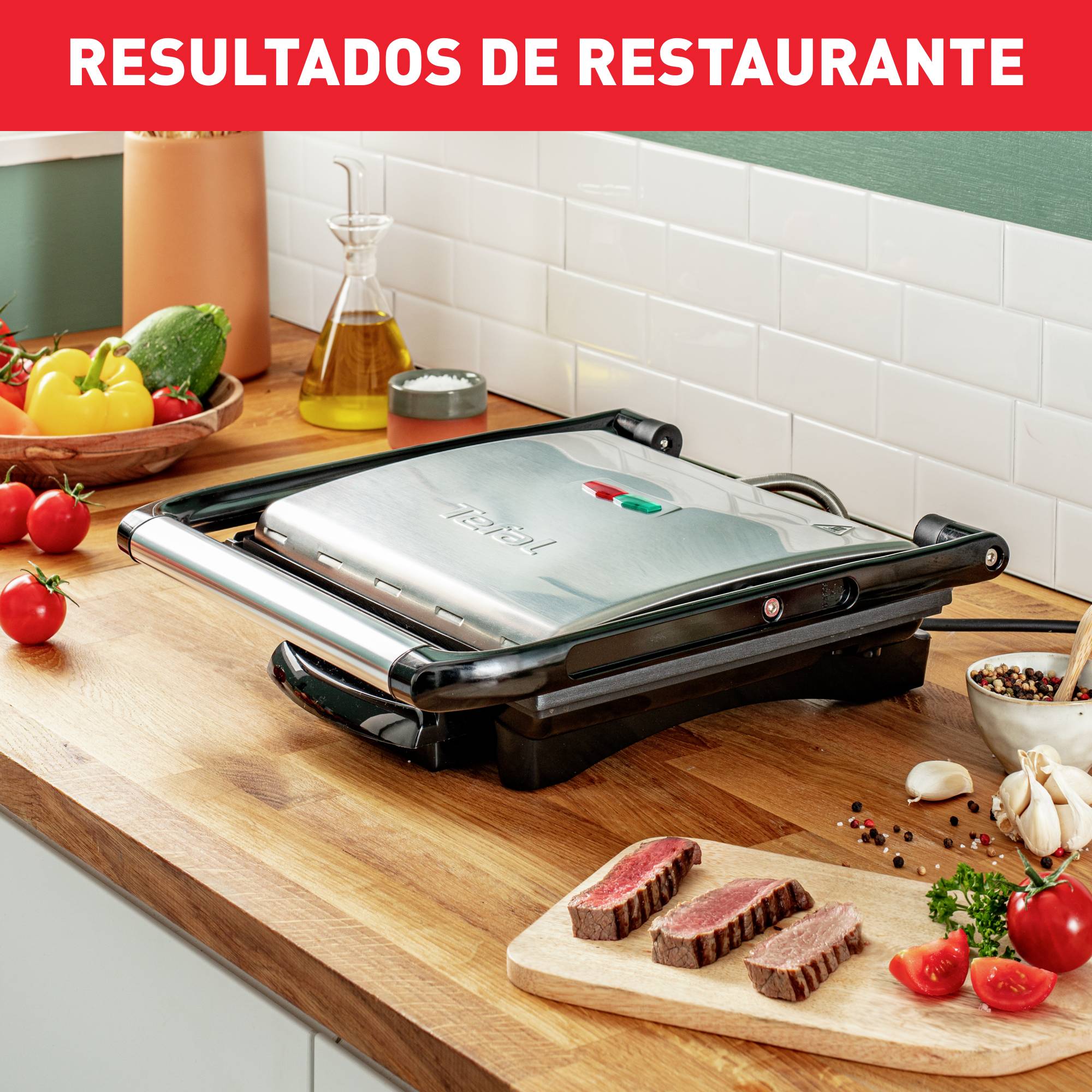 Inicio Grill, Parrilla multifunción, 2000 W, Placas antiadherentes Compartimento Vertical, Inox