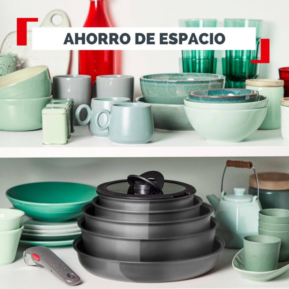 Ingenio Renew Ceram, Sartén de 28 cm, Revestimiento cerámico antiadherente, Apilable, Mango extraíble, Compatible con inducción