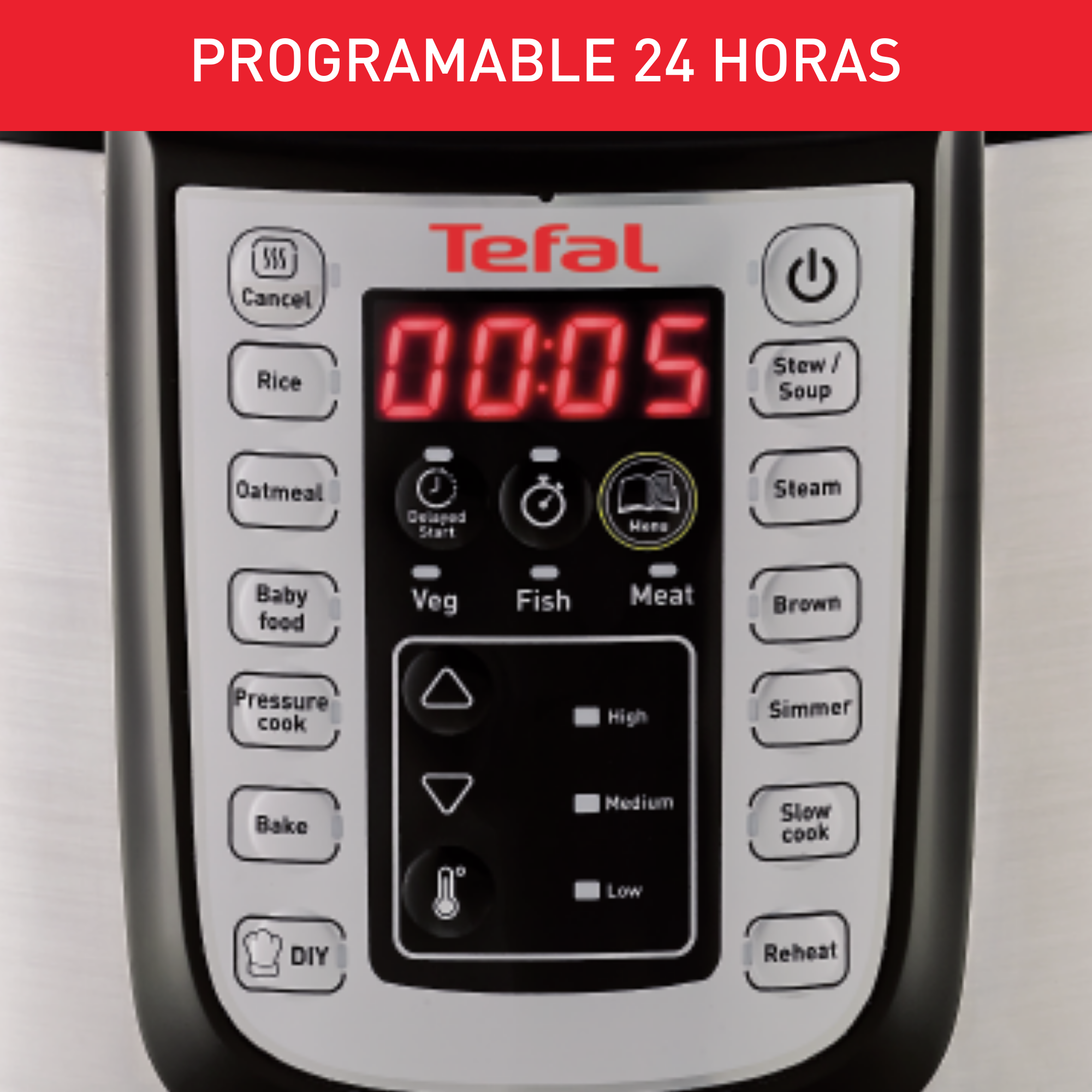 Fast & Delicious, Olla a presión eléctrica, 1200 W, 25 programas automáticos, 6 L de capacidad