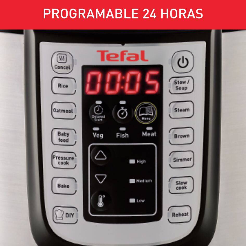 Fast & Delicious, Olla a presión eléctrica, 1200 W, 25 programas automáticos, 6 L de capacidad