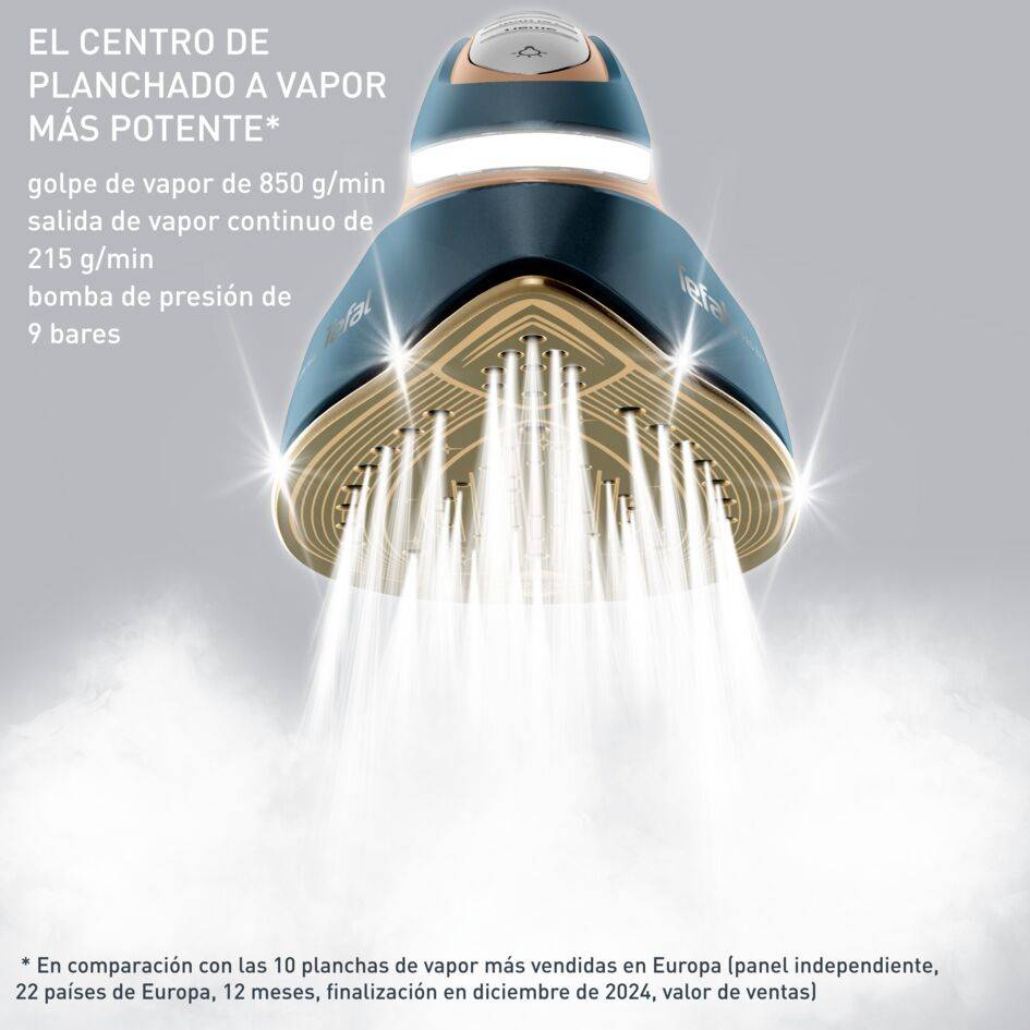 Centro de planchado Pro Express Vision Max de Tefal, vapor potente de 215 g/min, iluminación led, 6 ajustes versátiles