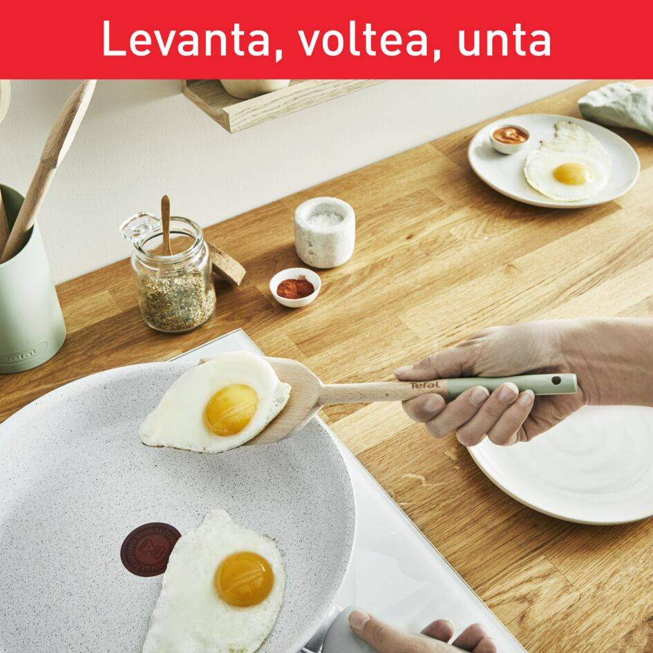 Natura, Set de Utensilios de cocina de madera, Mango pintado, Soporte, Sostenible, Resistente a arañazos