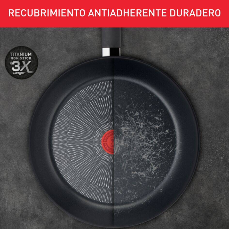 Ultimate On, Set 3 sartenes de Mango Fijo, 20/24/28 cm, Revestimiento antiadherente, Inducción, Negro