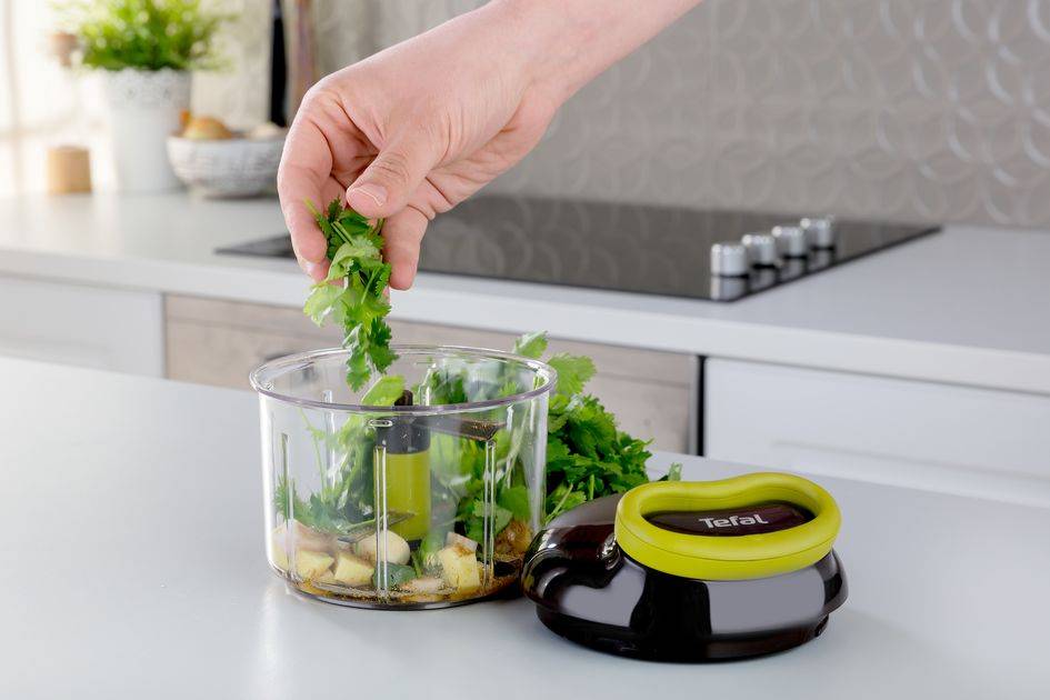 Picadora manual de 5 segundos 900 ml con kit de cuchillas para puré