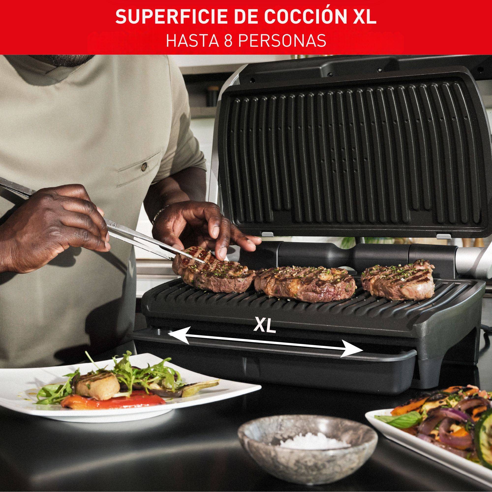 Optigrill Elite XL, Grill, 16 Programas, 6 Personas, Inox, Superficie de cocción de 40x20 cm