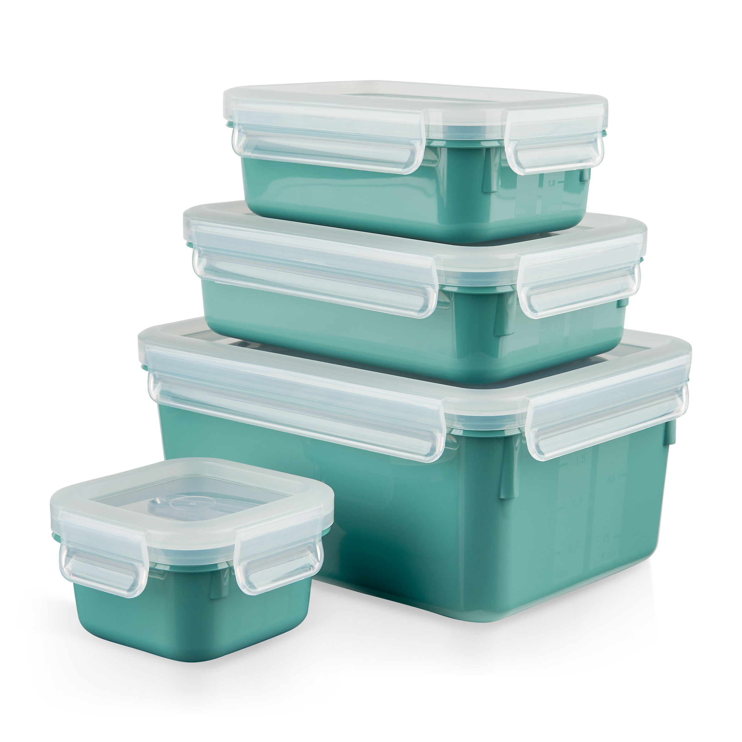 MasterSeal Fresh, Set de 4 Herméticos, Plástico, Conservación de Alimentos, 100 % Hermético, Verde