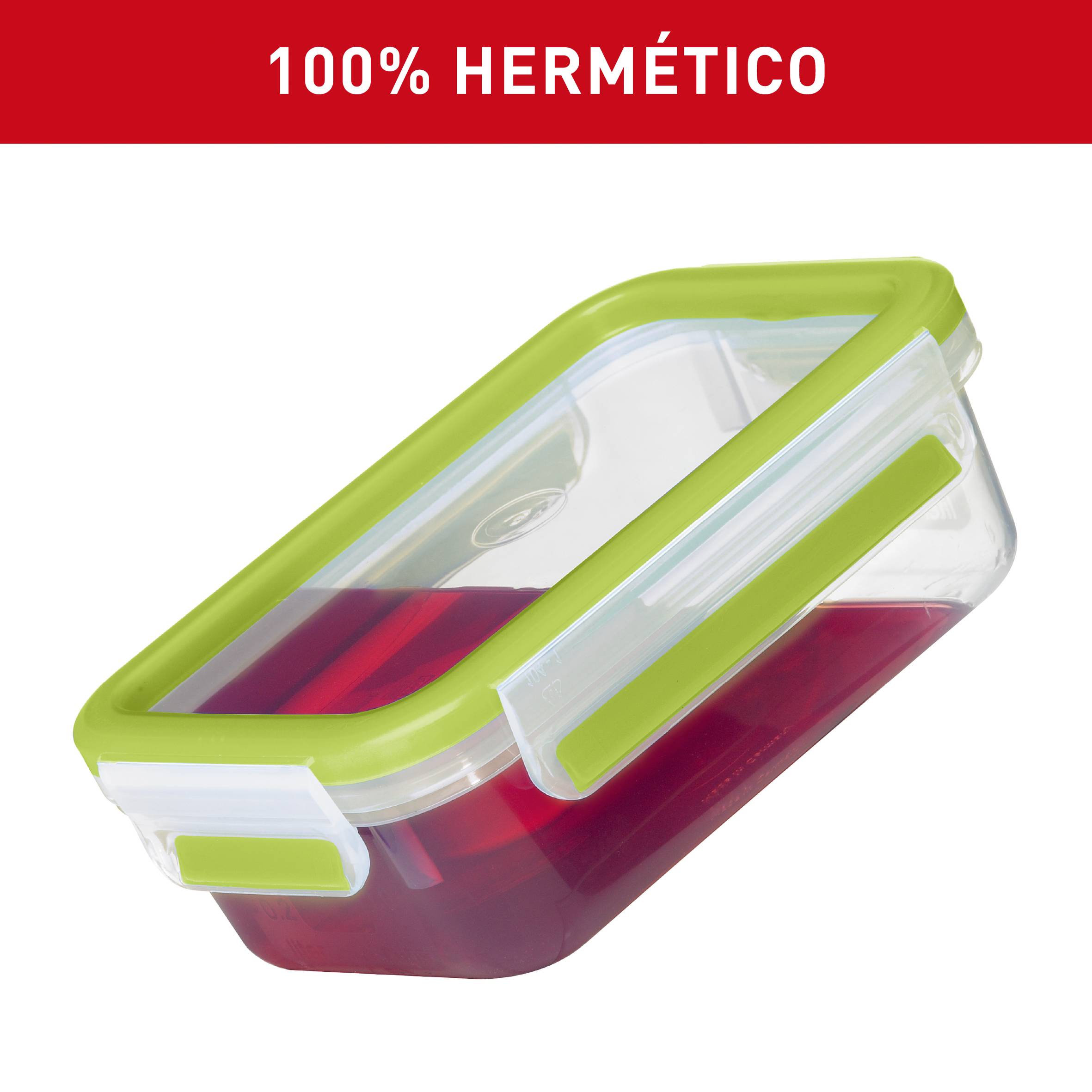 Masterseal To Go, Hermético de plástico, 1 L, 2 compartimentos, Rectangular, Verde