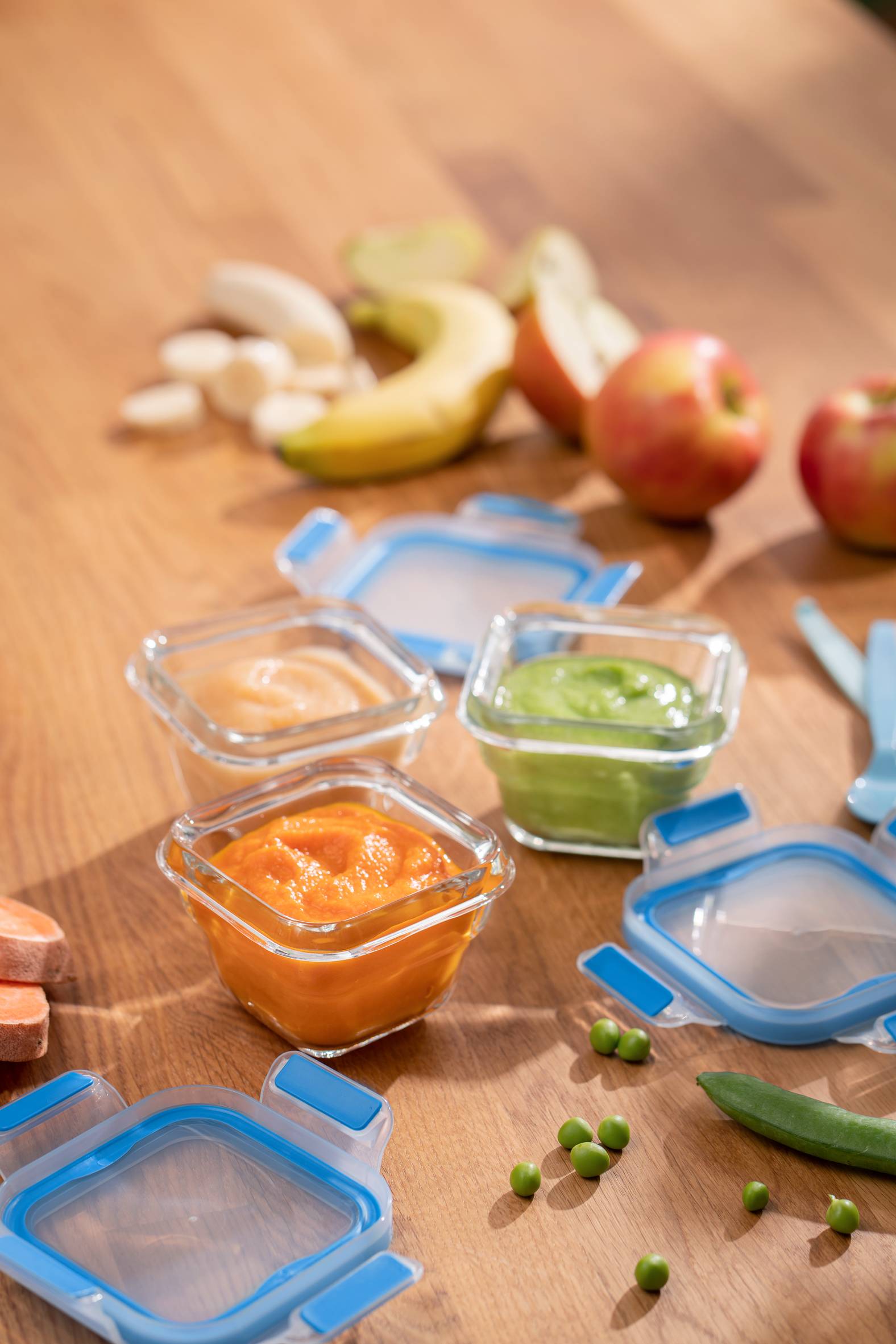 Masterseal Cristal, Set de 3 Herméticos de Cristal, 0,18 L, Cuadrados, Azul