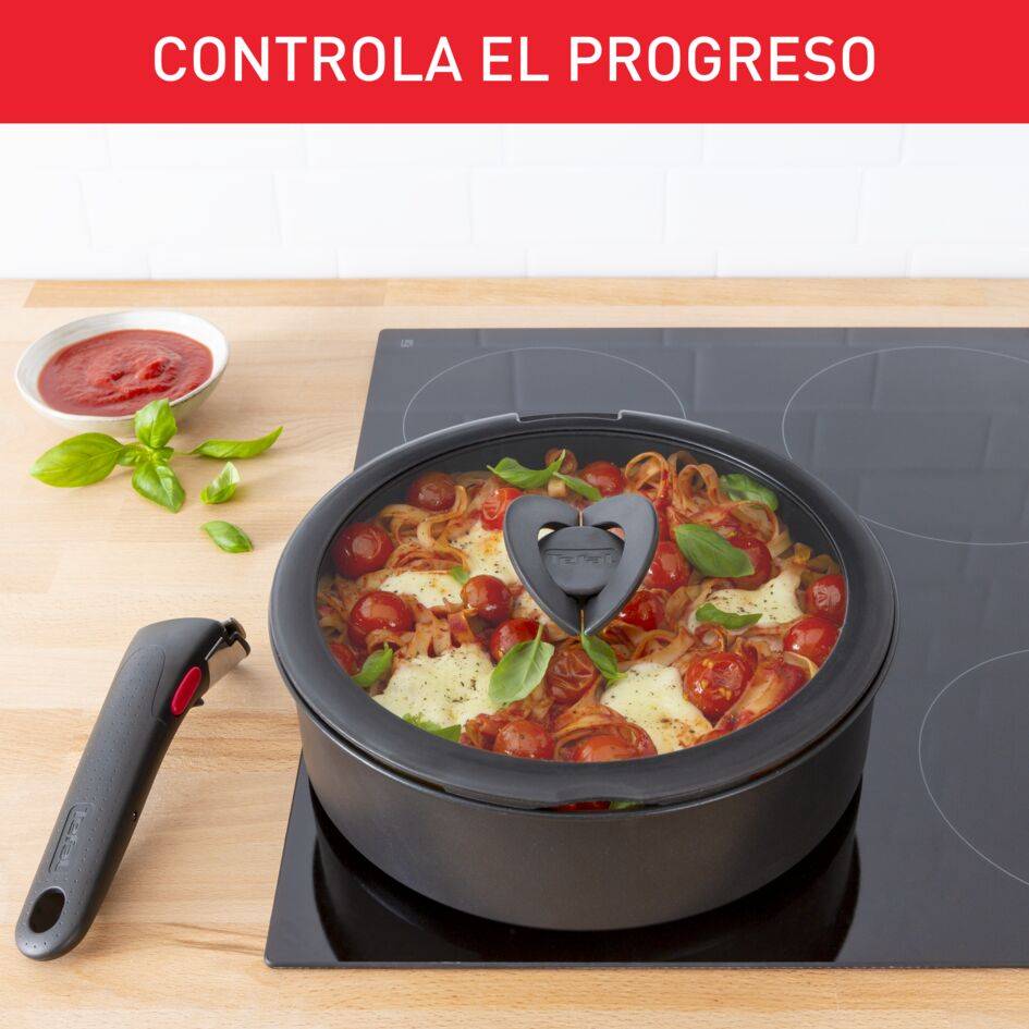 Ingenio, Tapas de Cristal, 16/18/20 cm, Almacenamiento fácil, Compatible con Ingenio