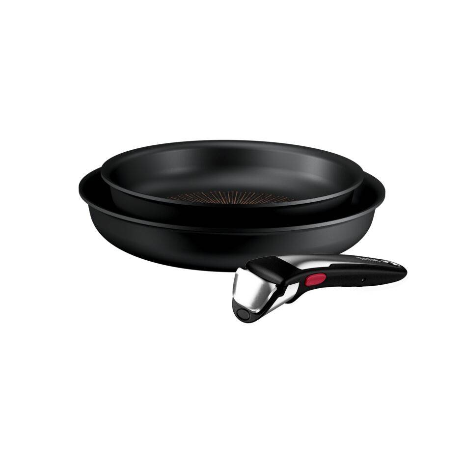 Ingenio Excellence+, Set de 3 piezas, Sartenes de 22/26 cm, Mango ingenio, Apilable, Antiadherente, Inducción