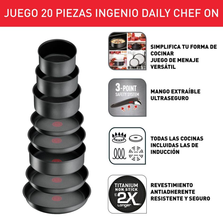 Ingenio Daily Chef On, Juego de 20&nbsp;piezas, Revestimiento Antiadherente