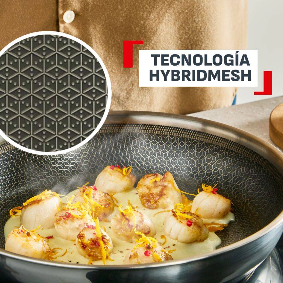 Master Ceramic Sartén 20 cm, Revestimiento antiadherente, Acero inoxidable premium, Tecnología Hybridmesh, Compatible con inducción