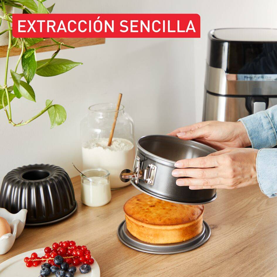 Set de 2 Moldes para Hornear, Molde Bundt de 16 cm + Molde Desmontable de 18 cm, Para Freidora de Aire, Fácil Desmoldado, Óptima difusión del calor