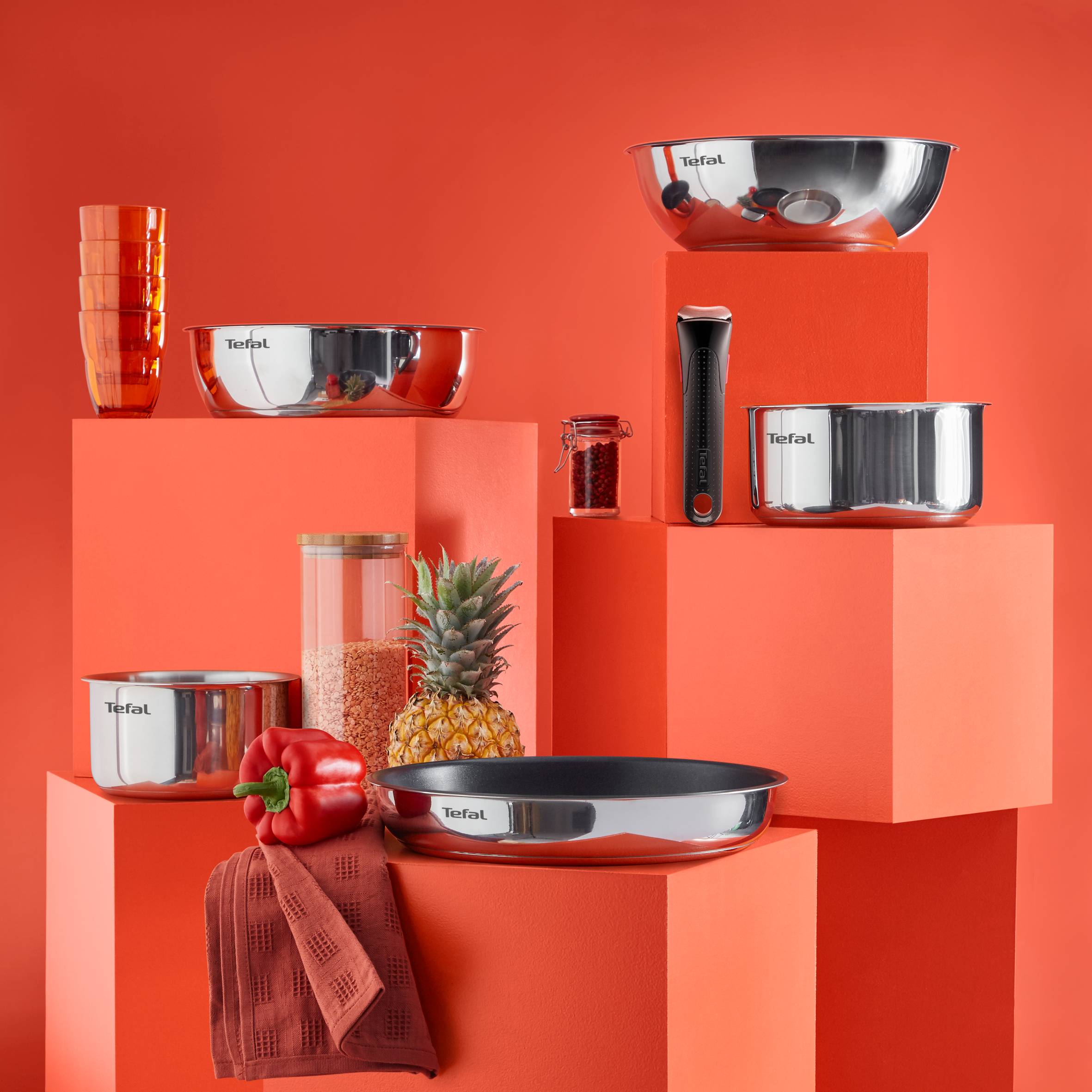 Ingenio Emotion, Set de cocina de 13 piezas, Mango extraíble, Sin Revestimiento, Apilable, Acero Inoxidable