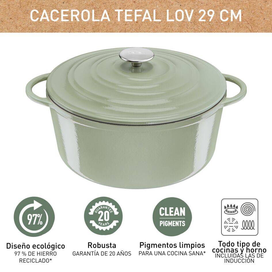 LOV, Cacerola de 29 cm, 7,4 L, Verde
