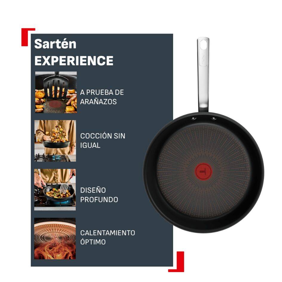 Sartén Experience 24 cm, Recubrimiento Antiadherente FusionCore, Compatible con Inducción, 2-3 personas