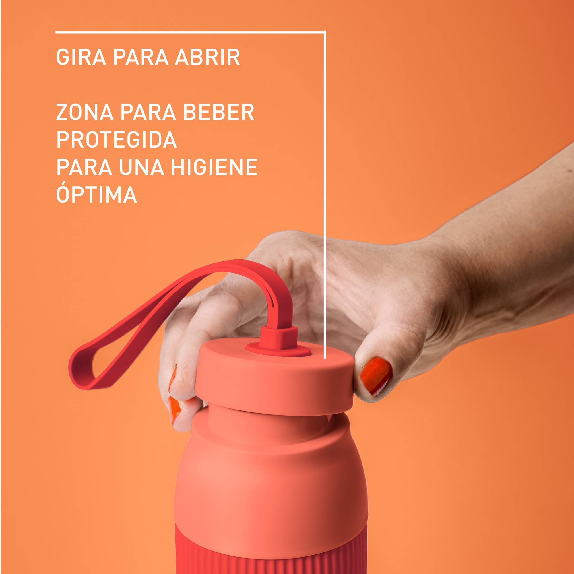 BeYou, Botella hidratación, Tapa giratoria, 100 % hermética, Apta para lavavajillas, 0,7 L, Naranja