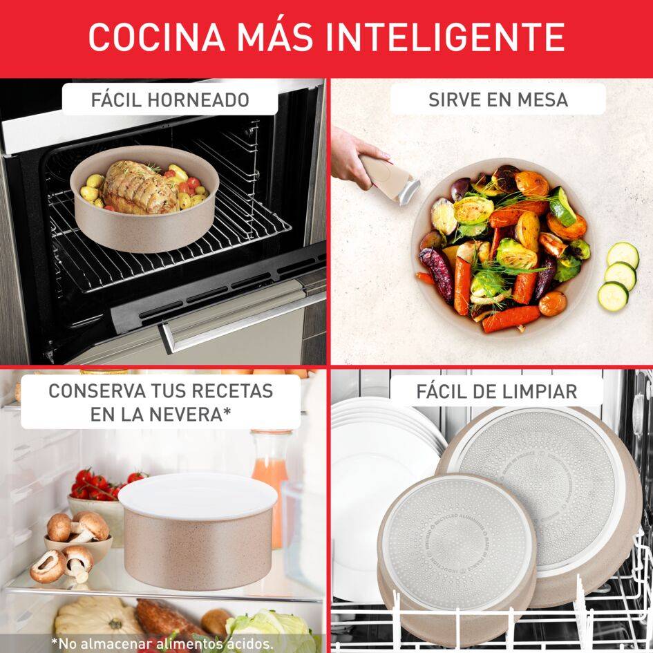 Ingenio Delight, Sartén 28 cm, Apilable, Revestimiento Antiadherente, Cuerpo de Aluminio 100% Reciclado, No Incluye Mango