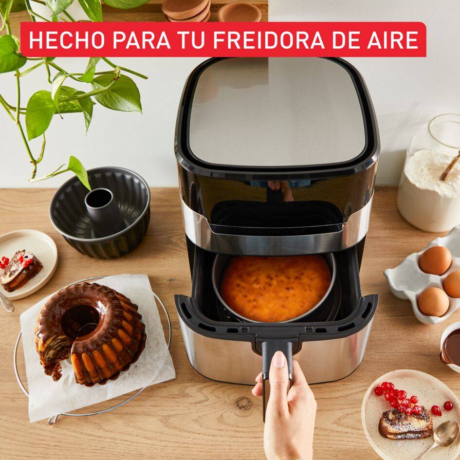 Set de 2 Moldes para Hornear, Molde Bundt de 16 cm + Molde Desmontable de 18 cm, Para Freidora de Aire, Fácil Desmoldado, Óptima difusión del calor