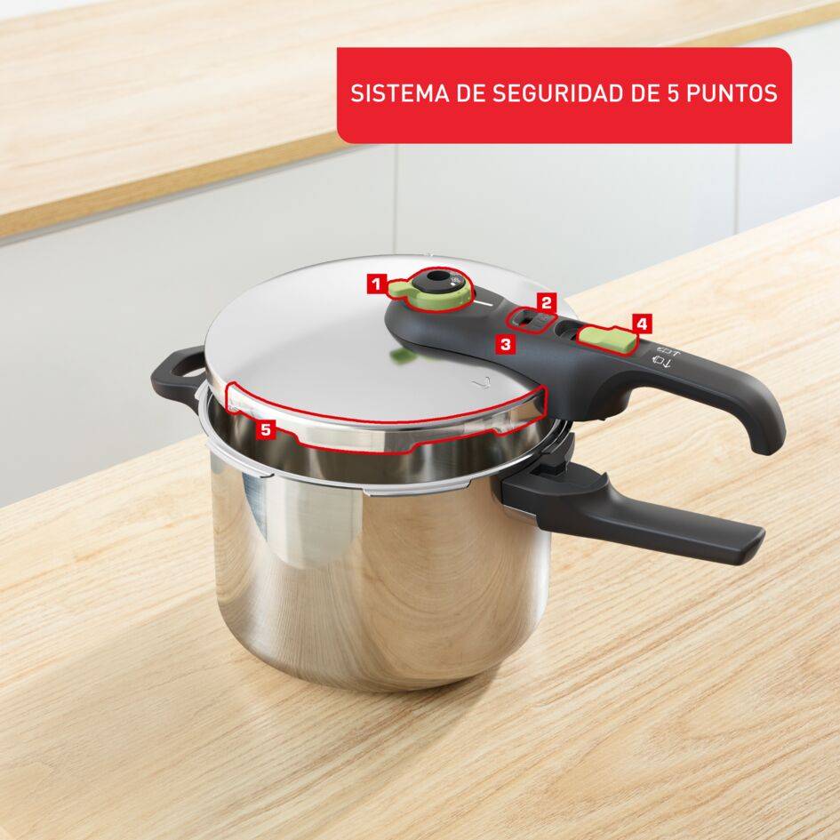 Secure Trendy, Olla a presión, 6 L, Cocción rápida, 2 programas, Segura, Inducción