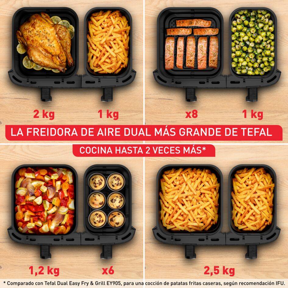 XXL Dual Easy Fry 11&nbsp;L, Freidora de Aire XXL Dual, +8 Personas, Gran superficie de cocción