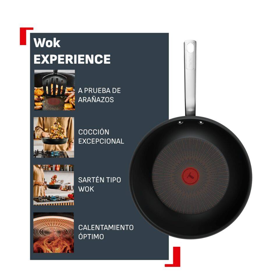 Experience Wokpan 28 cm, Revestimiento Antiadherente FusionCore, Inducción Compatible, 4-5 personas