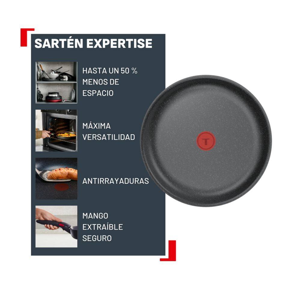 Ingenio Expertise, Sartén de 28 cm, Apilable, Revestimiento Antiadherente, Thermo-Signal, Inducción