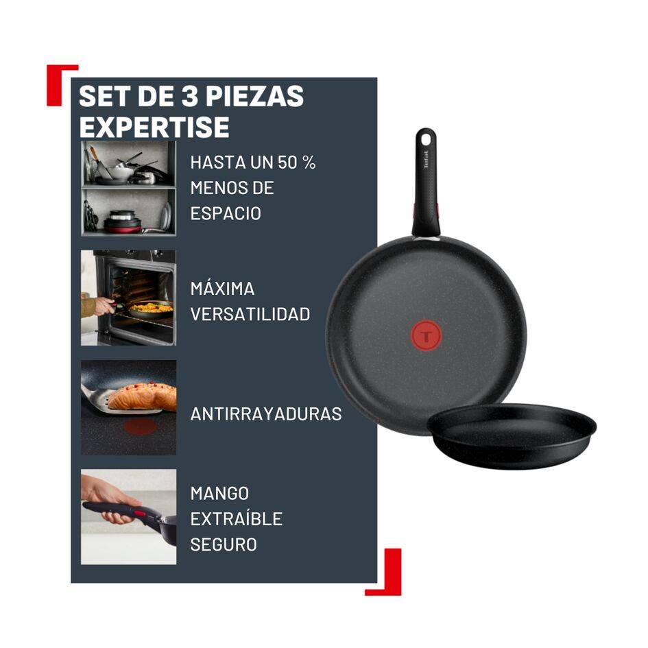 Ingenio Expertise Set de 3 piezas, Apilable, Revestimiento antiadherente, Thermo-Signal, Inducción