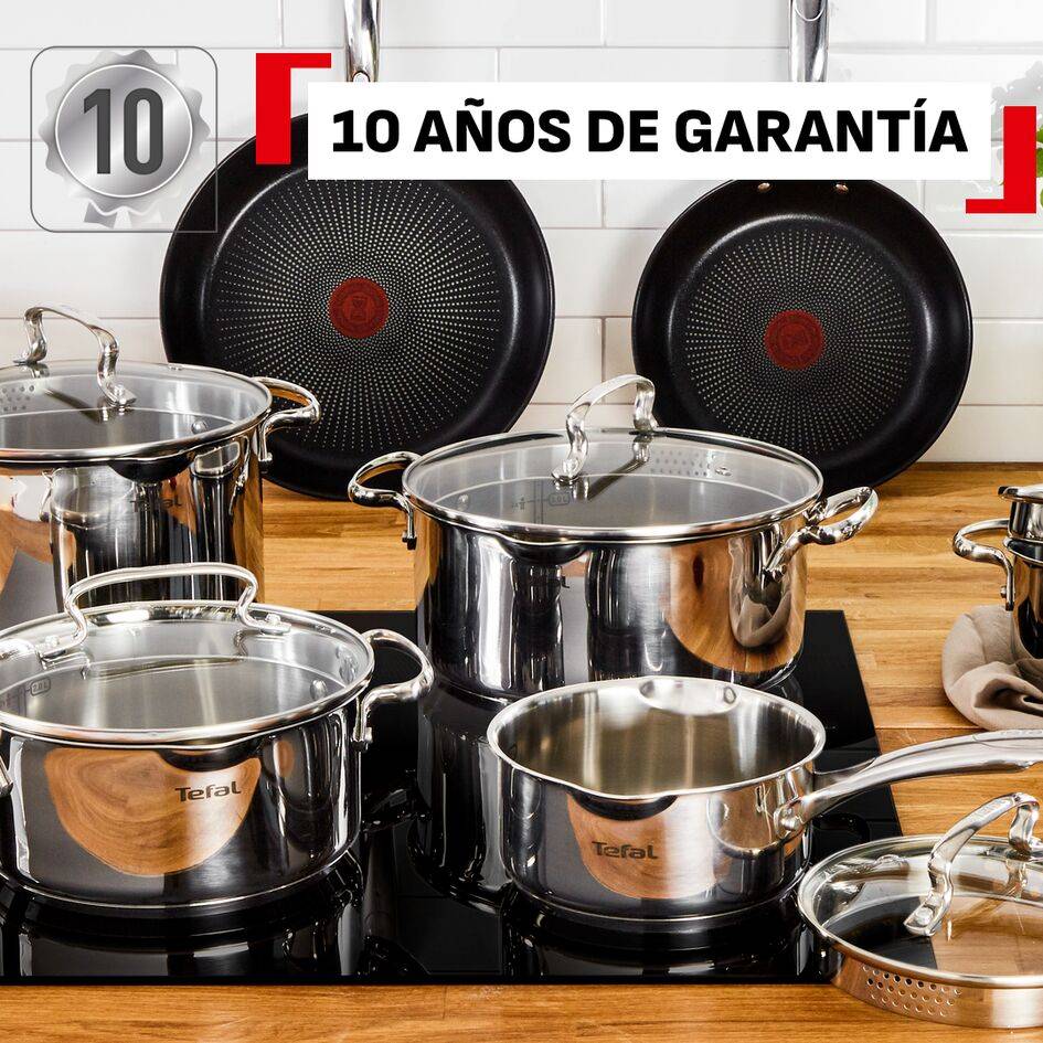 Duetto +, Set 3 Sartenes 20/24/28 cm, Mango Fijo, Acero Inoxidable, Inducción