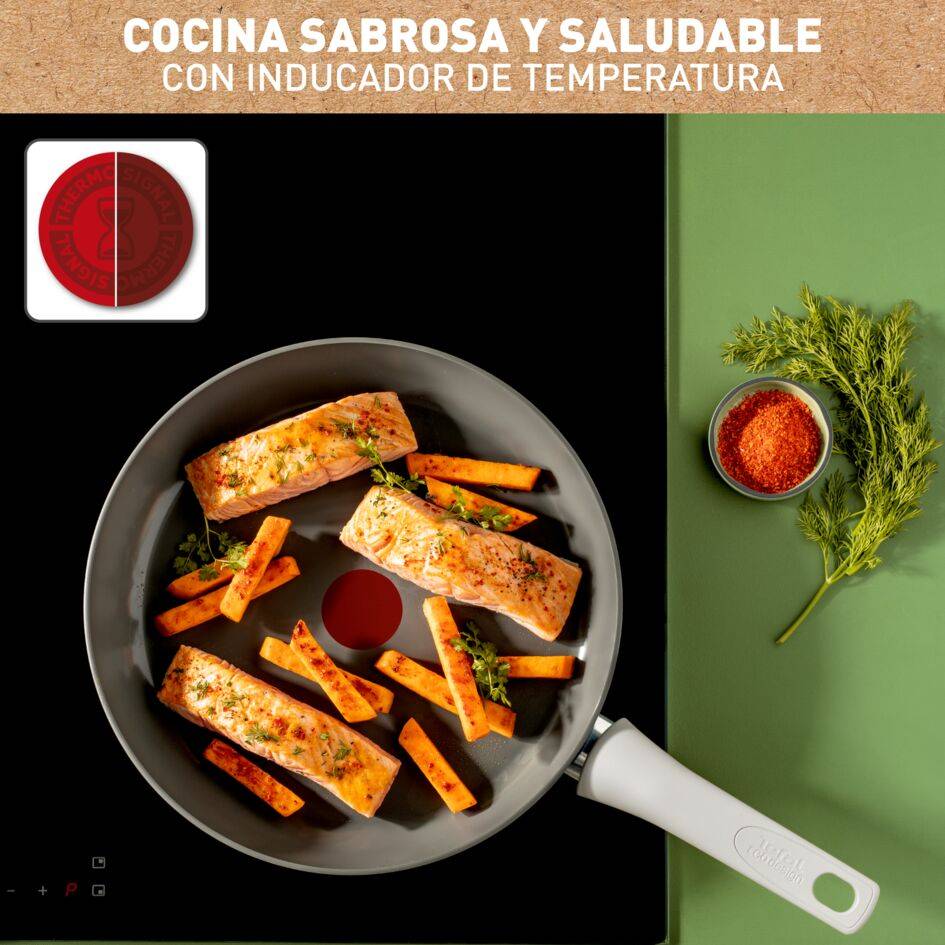 Renew On, Set 3 sartenes, 20/24/28 cm, Inducción, Diseño Ecológico, Aluminio+Cerámica