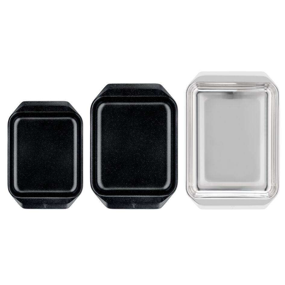 Excellence Ceramic, Bandejas de 32/37/42cm, Durabilidad Extra-Life, Capa de cerámica interior, Acero inoxidable, Negras e Inox