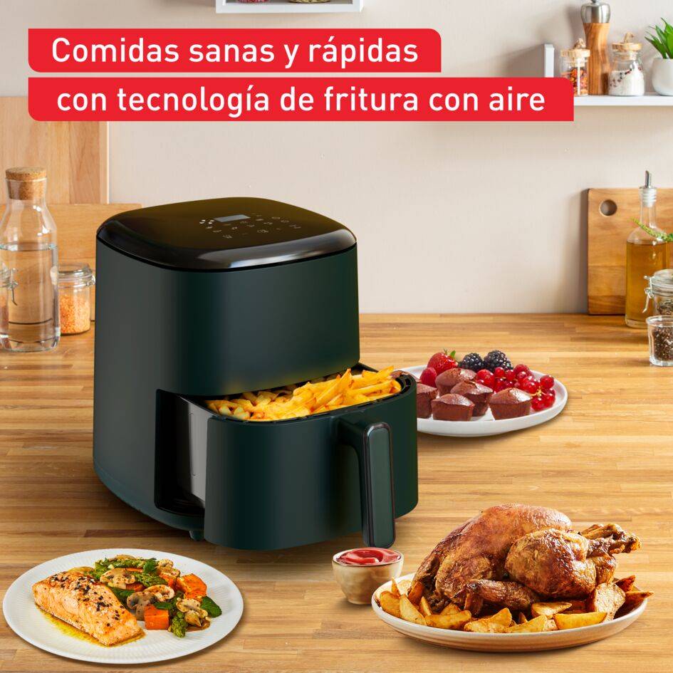 Easy Fry Max Forest, Freidora de aire, 5L, 10 programas automáticos, Pantalla táctil digital