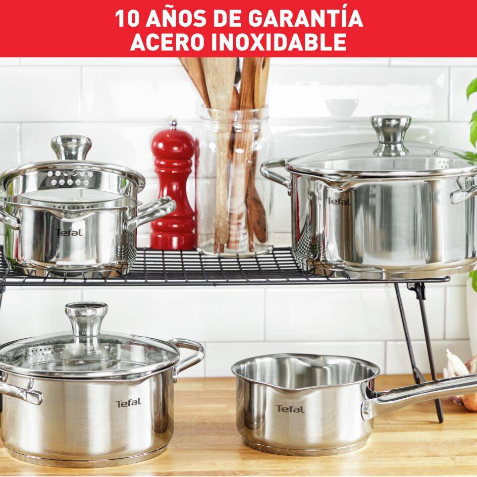 Duetto On, Set de 6 piezas, Cacerola 16 cm, Ollas 20/24 cm, 3 tapas, Acero inoxidable 18/10, Marcas medidoras