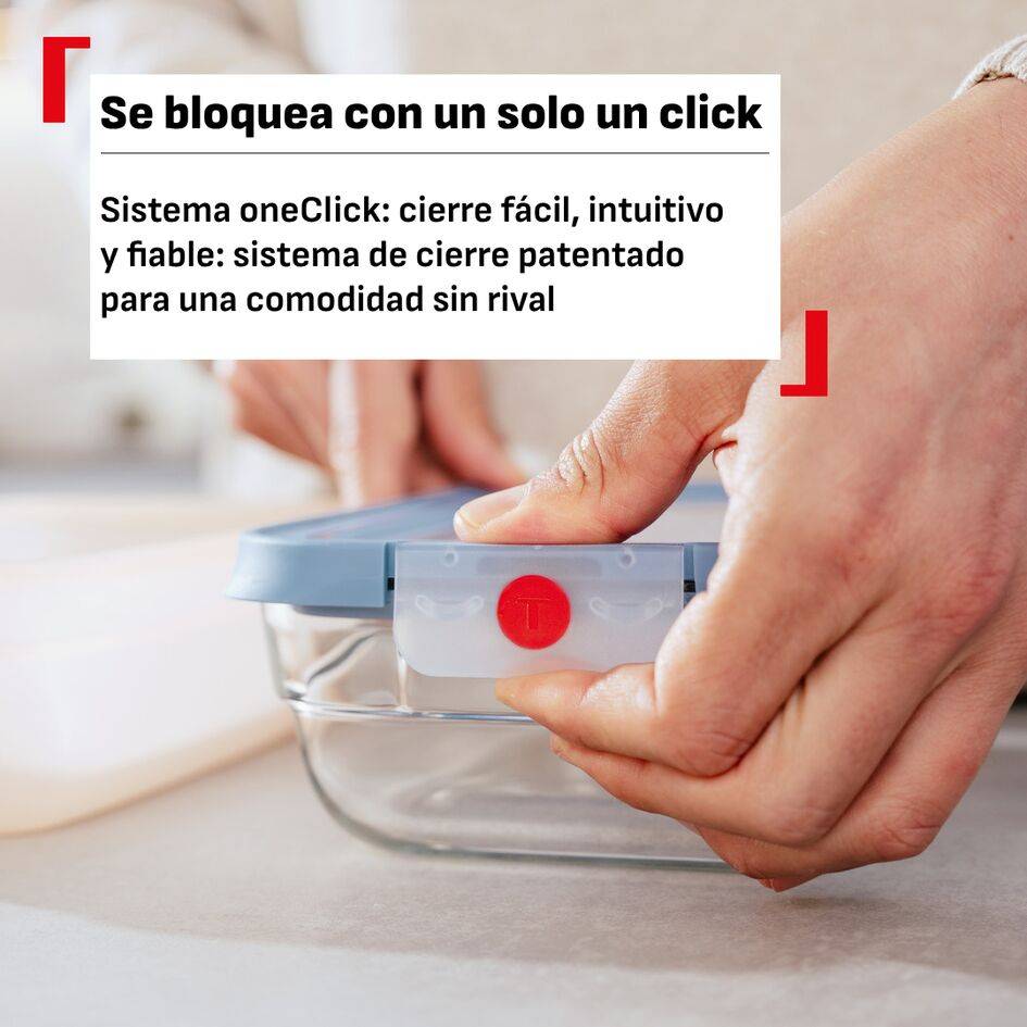 OneClick Glass, Conservación De Alimentos, 0,45 L, Hermético, Apto Horno 420 °C