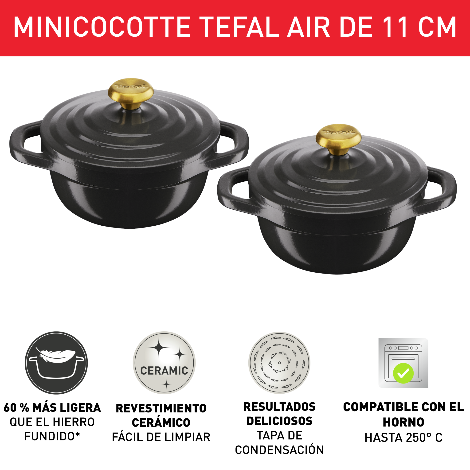 Air, Set de 2 miniollas, 11 cm, 0,45 L, Incluyen tapas, Negro