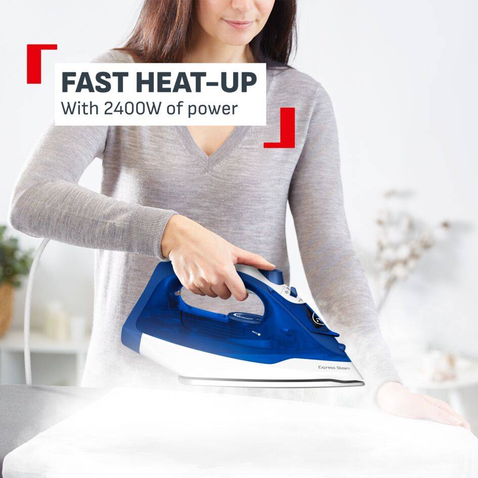 Express Steam de Tefal, Plancha de vapor, 2400 W, Vapor continuo de 40 g/min,Golpe de vapor de 180 g/min, Suela de cerámica para fácil deslizamiento, Depósito de 270 ml con abertura amplia, 5 ajustes de temperatura, Color negro