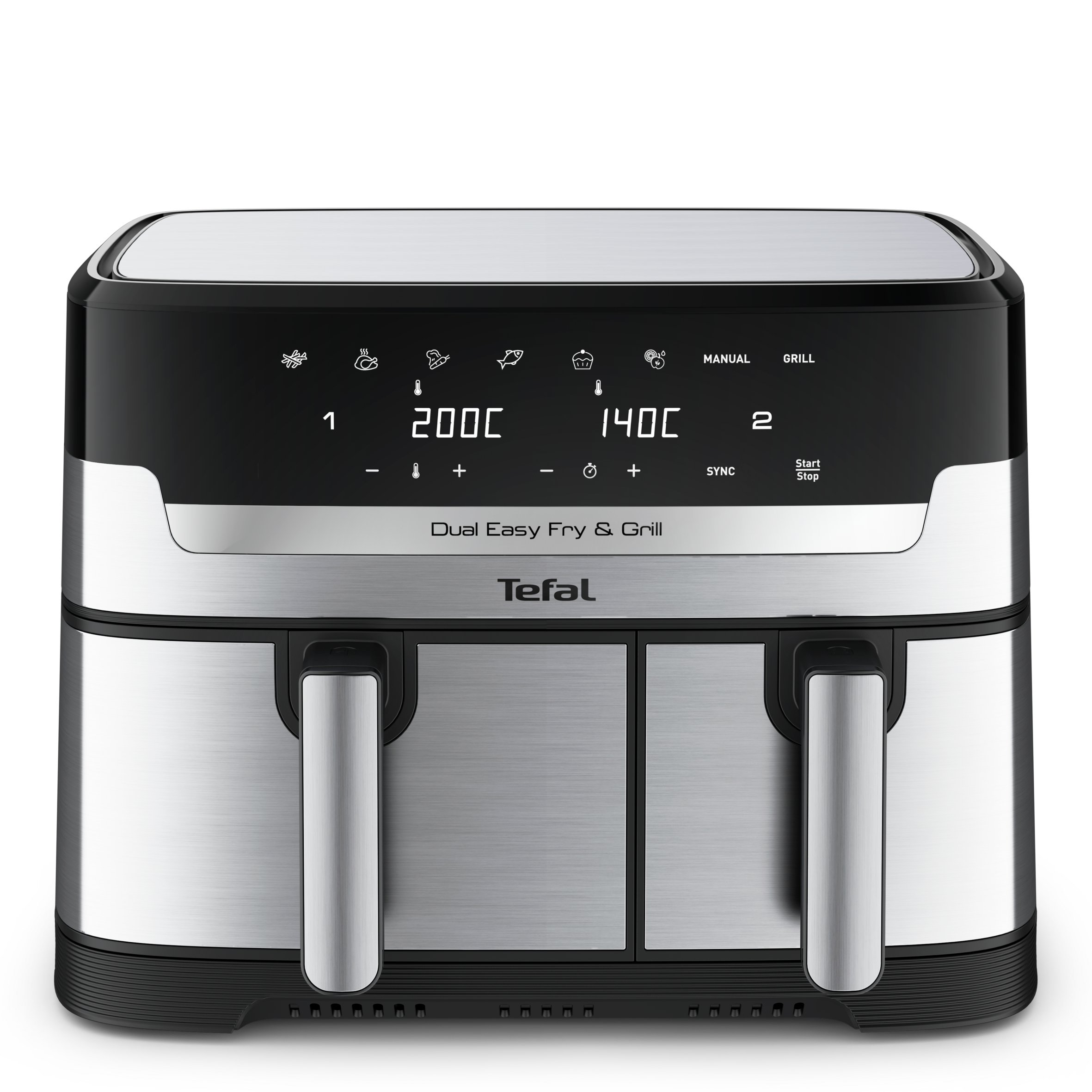Dual Easy Fry & Grill, Freidora de aire, Doble Cesta, 8,3 L, 8 Programas Automáticos, Inox