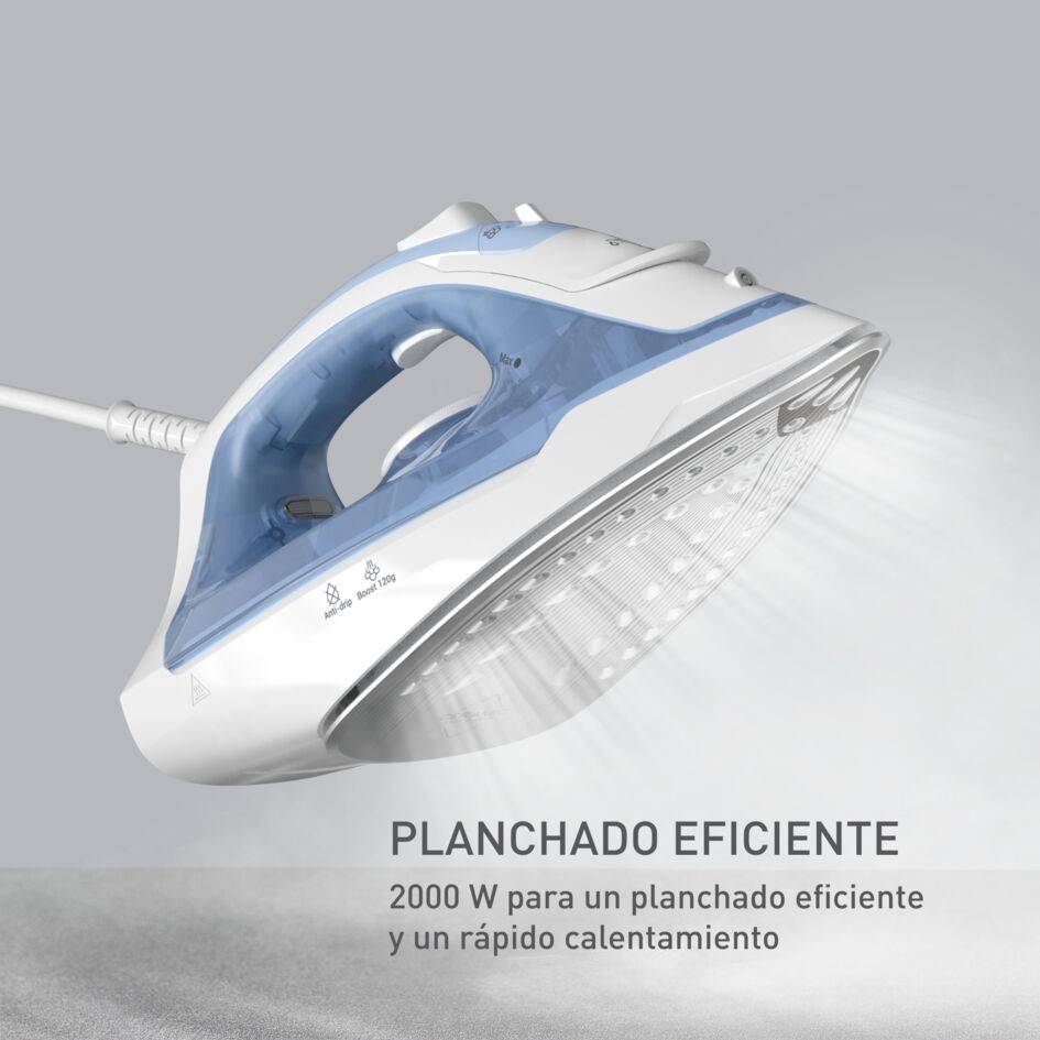 Virtuo 30, plancha de vapor, 2000&nbsp;W de potencia, golpe de vapor de 120 g/min, Azul y blanca