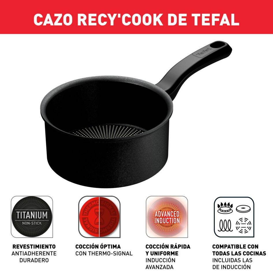 Recy'Cook, Cazo 16 cm, Cuerpo de Aluminio 100 % Reciclado, Fácil de Limpiar, Revestimiento Antiadherente Duradero